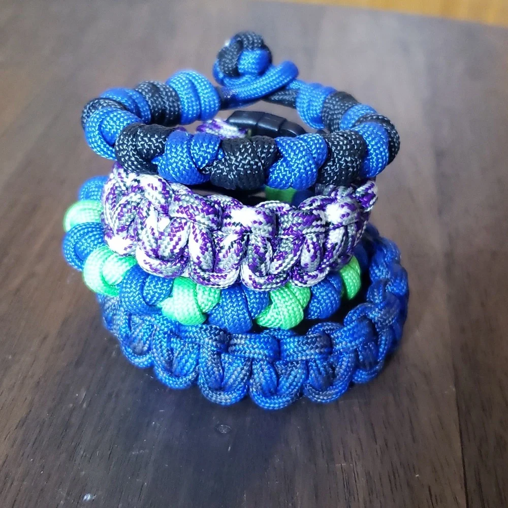 Bundle Handmade Paracord Woven Bracelets Keychains
